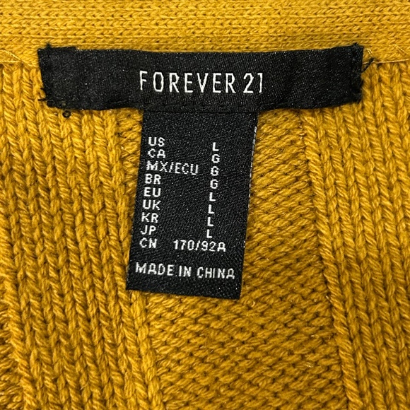 Forever 21 Mustard Yellow Brown Knit Cropped Sweater Shirt Womans - Picture 4 of 4